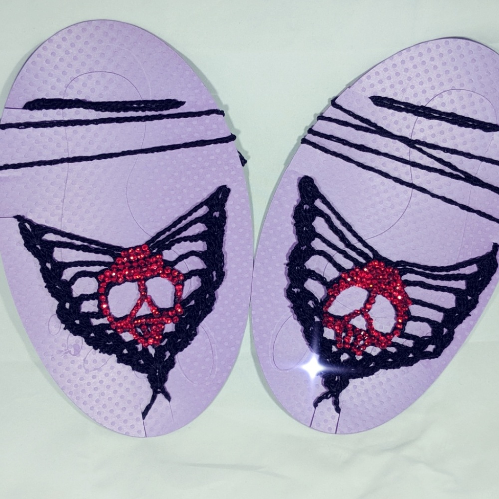 Crochet BLING Skull Barefoot Sandals Cotton